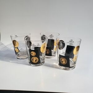 4 MCM Frank Wallack‎ for Cera 22kt Gold Coin Whiskey Old Fashioned Glasses
